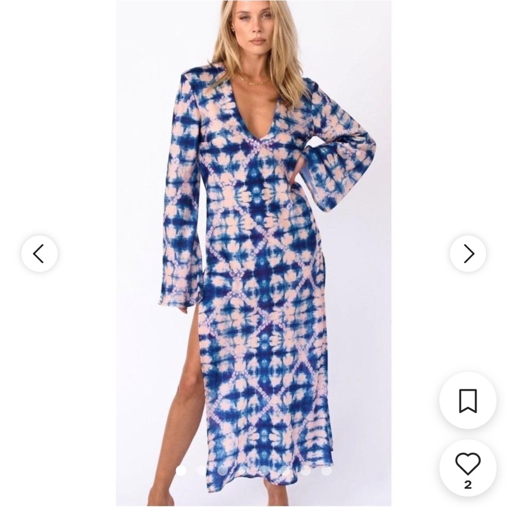 Skatie Blue Shibori Tie Dye Maxi Dress
